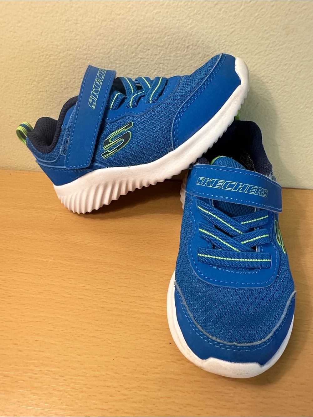 Skechers Bounder-Techrox Toddler Blue Lime Sneakers 403906N Size 8 Easy-On